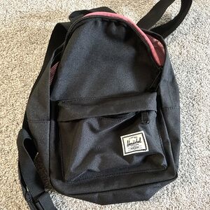 Herschel Black Nylon Canvas Backpack Purse